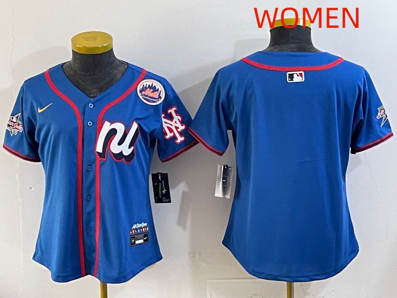 Women 2025 New York Mets Blank Blue All star Nike MLB Jersey style 03->women mlb jersey->Women Jersey